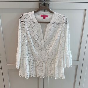 Lilly Pulitzer White Floral Lace Blouse